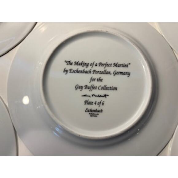 Eschenbach Guy Buffet The Making of a Perfect Martini Plates 8" Set of 5 Germany - Picture 13 of 15